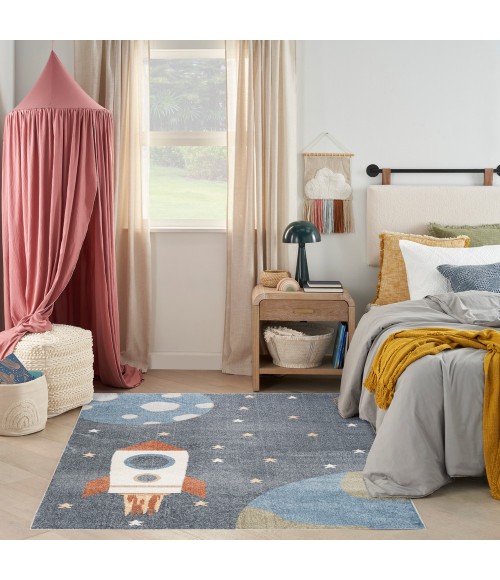 Nourison Astra Machine Washable Area Rug ASW06 Sky Blue