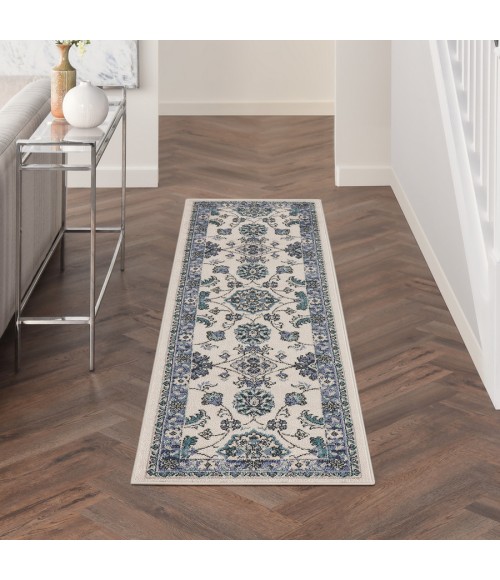Nourison Home Nourison Essentials Ivory Blue NRE05 2 ft. 2 in. X 7 ft. 6 in. Rectangle Rug