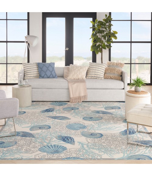 Waverly Sun N' Shade Area Rug SND92 Ivory Blue