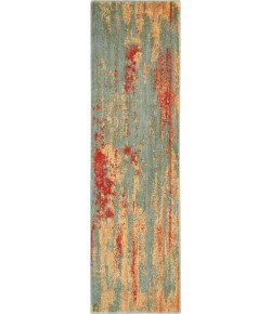 Nourison Somerset - St91 Teal Multicolor Area Rug 2 ft. 3 X 8 ft. Rectangle