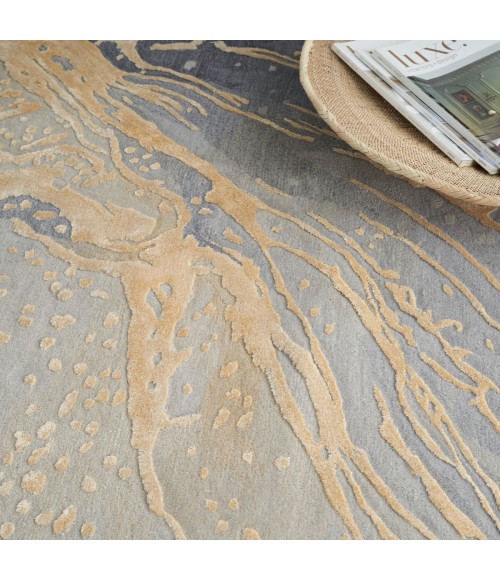 Nourison Prismatic Area Rug PRS28 Grey/Gold 7'9" x 9'9"