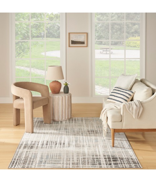 Nourison Home Washable Decor Ivory Blue WSD07 6 ft. 7 in. X 9 ft. Rectangle Rug