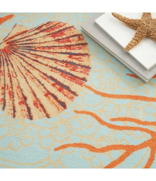 Waverly Wav01/Sun & Shade Area Rug SND92 Light Blue 4'3" x 6'3"