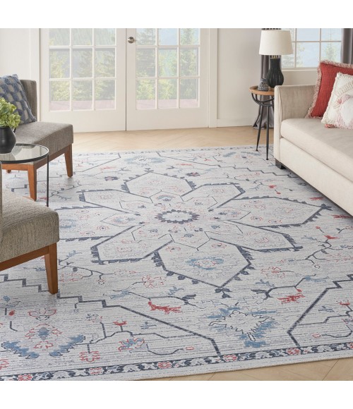 Nicole Curtis Machine Washable Series 1 Area Rug SR110 Ivory Blue