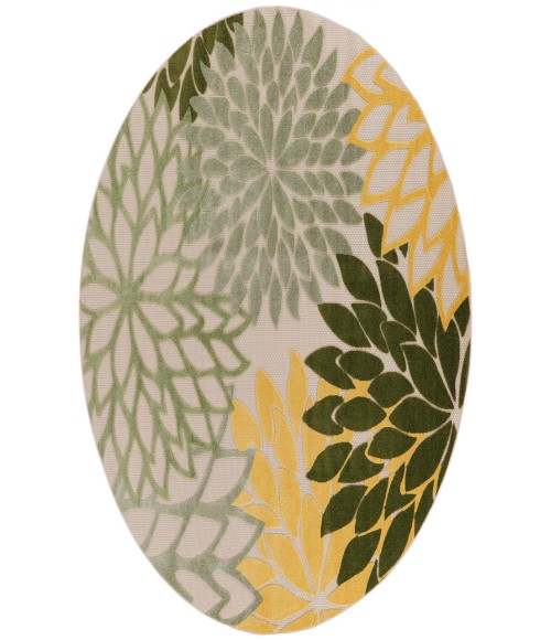 Nourison Aloha Green Multicolor ALH05 5 ft. 3 in. Round Rug