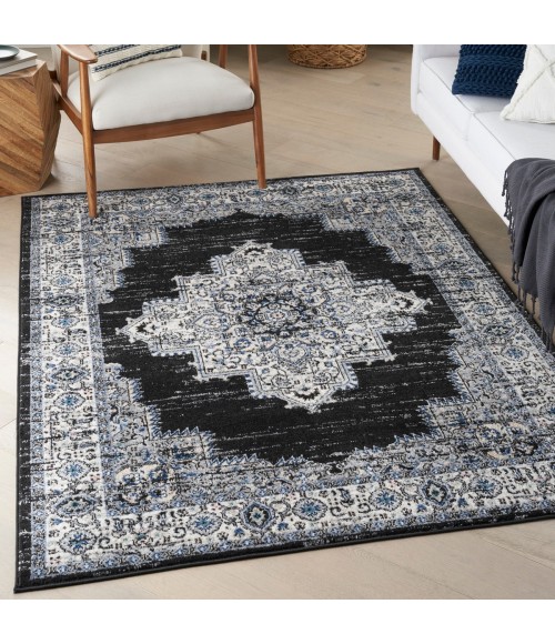 Nourison Passion Area Rug PSN03 Black Ivory 5'3" x 7'3"
