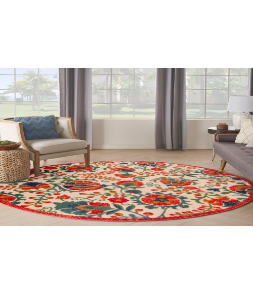 Nourison Aloha Red Multicolor ALH17 7 ft. 10 in. Round Rug