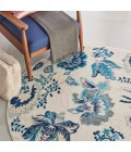 Nourison Tranquil Round Area Rug TRA02-Ivory/Light Blue