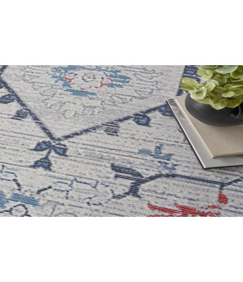 Nicole Curtis Machine Washable Series 1 Ivory Blue SR110 9 ft. 2 in. X 12 ft. Rectangle Rug