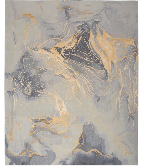 Nourison Prismatic Area Rug PRS28 Grey/Gold 7'9" x 9'9"