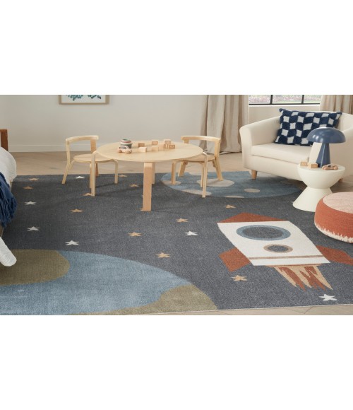 Nourison Astra Machine Washable Sky Blue ASW06 9 ft. X 12 ft. Rectangle Rug