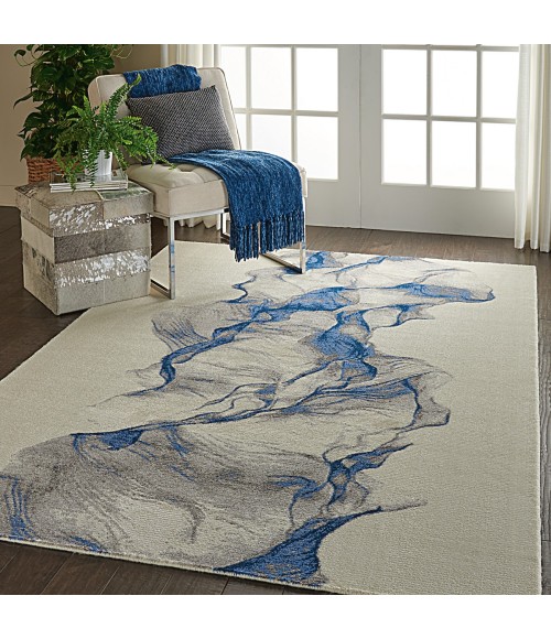 Nourison Twilight Area Rug TWI27 Ivory/Blue 5'6" x 8'