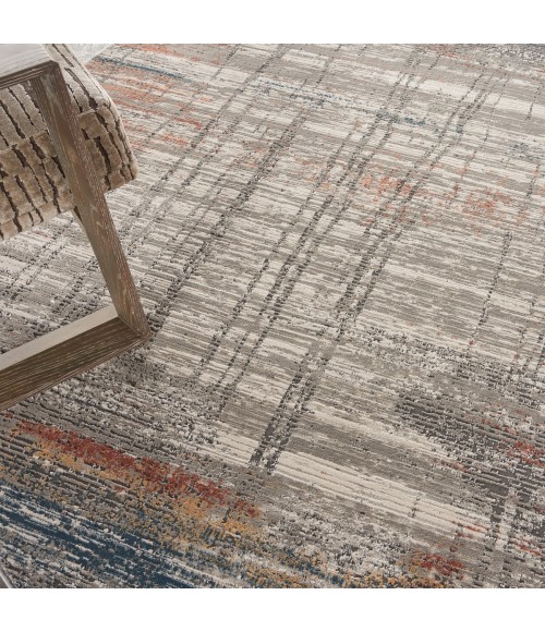 Rustic Textures Area Rug Nourison Rustic Textures Area Rug RUS12 Grey/Multi 7'10" Round