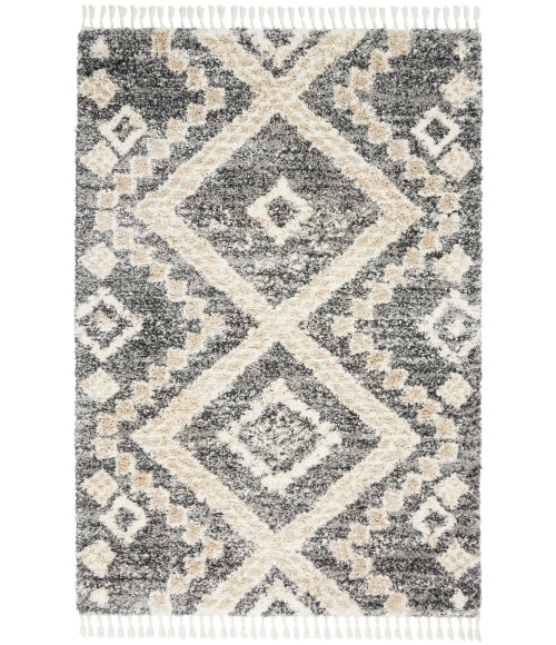 Nourison Oslo Shag Grey/Ivory OSL02 5 ft. X 8 ft. Rect. Rug
