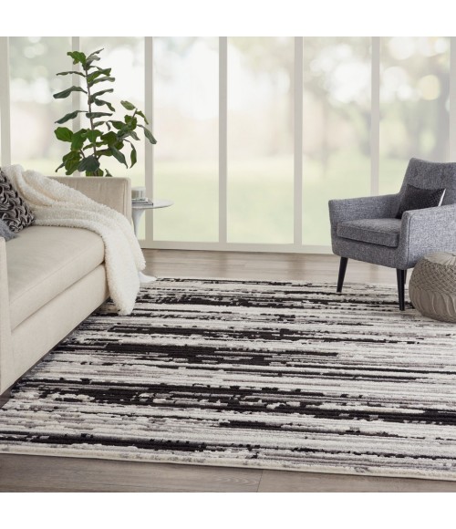 Nourison TEXTURED CONTEMPORARY Area Rug Nourison Textured Contemporary Area Rug TEC02-Ivory/Charcoal