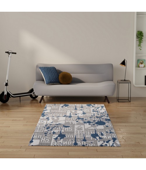 Nourison Home Imagination Blue Rug IMA22 6 ft. 6 in. X 9 ft. 2 in. Rectangle - Rugs Town Nourison Home Imagination Blue IMA22 6 ft. 6 in. X 9 ft. 2 in. Rectangle Rug