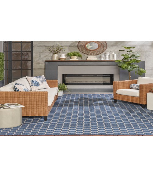 Nourison Reversible Indoor Outdoor Blue RVB01 8 ft. X 10 ft. Rectangle Rug