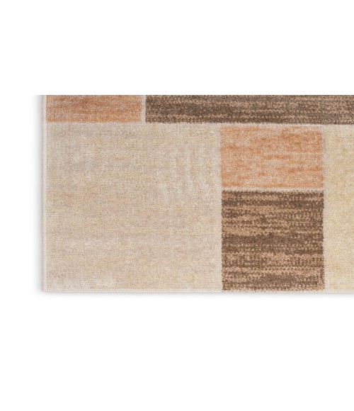 Nourison Astra Machine Washable Beige Multicolor ASW09 6 ft. 7 in. X 9 ft. Rectangle Rug