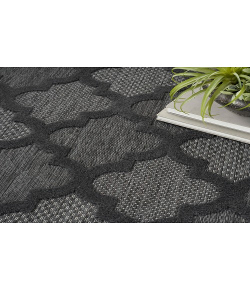 Nourison Easy Care Charcoal Black NES01 8 ft. Round Rug