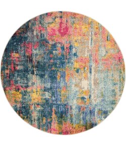 Nourison Celestial - Ces09 Blue Yellow Area Rug 5 ft. 3 X Round