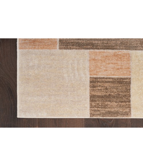 Nourison Astra Machine Washable Beige Multicolor ASW09 6 ft. 7 in. X 9 ft. Rectangle Rug