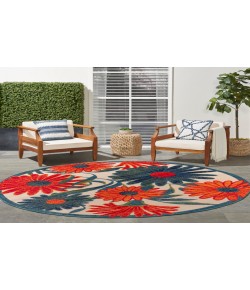 Nourison Aloha Ivory Multicolor ALH33 5 ft. 3 in. Round Rug