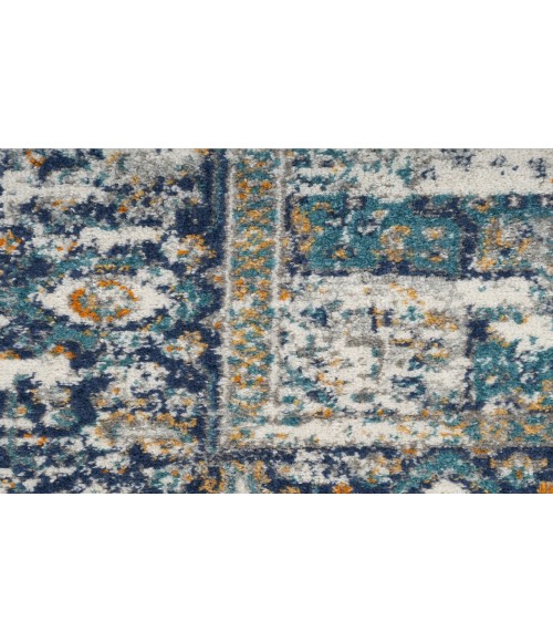 Nourison Passion Ivory/Grey/Blue PSN03 2 ft. 2 in. X 10 ft. Rectangle Rug