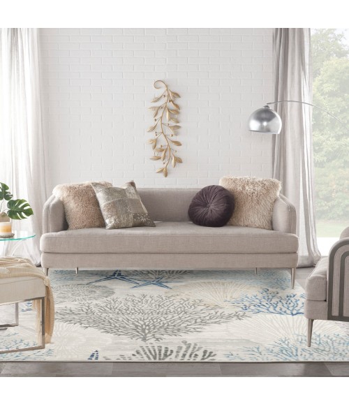 Nourison Seaside Ivory Grey Blue Rug SDS04 5 ft. X Square - Rugs Town Nourison Seaside Ivory Grey Blue SDS04 5 ft. X Square Rug