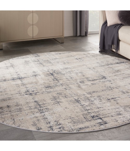 Nourison Rustic Textures Area Rug RUS06 Ivory/Blue 7'10" Round
