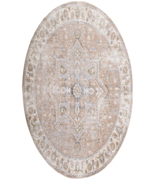 Nourison Astra Machine Washable Beige ASW12 5 ft. 3 in. Round Rug