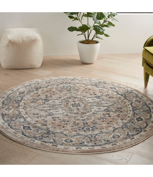 Nourison Quarry Beige Grey QUA05 4 ft. X Round Rug