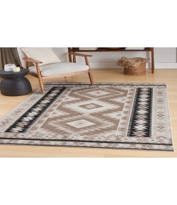 Nourison Washable Decor Beige Black WSD06 6 ft. 7 in. X 9 ft. Rectangle Rug