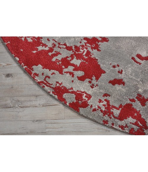 Twilight Area Rug Nourison Twilight Round Area Rug TWI21 Grey/Red 8' Round