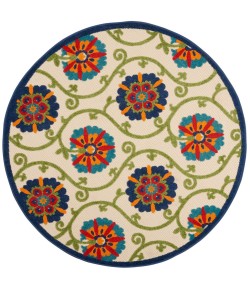 Nourison Home Aloha ALH19 Blue Multicolor 4 ft. Round Area Rug