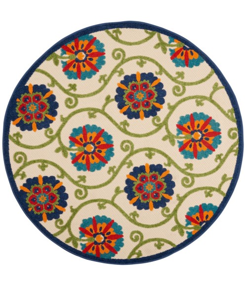 Nourison Aloha Round Area Rug ALH19-Blue/Multicolor