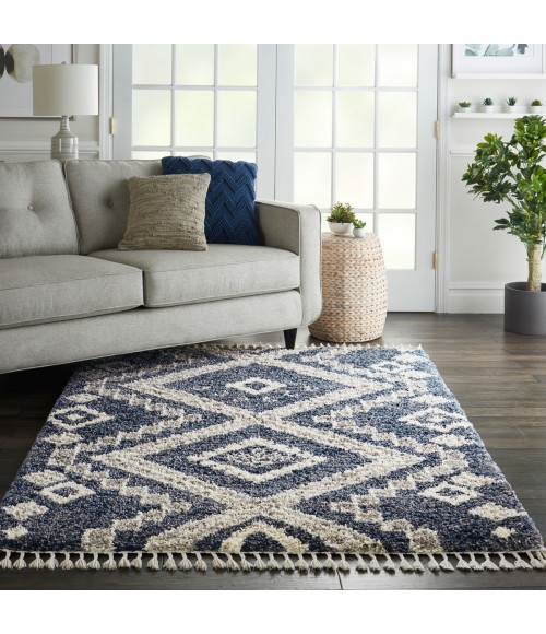 Nourison Scandinavian Shag Denim Blue SCN02 5 ft. 3 in. X 7 ft. 9 in. Rect. Rug
