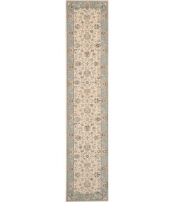 Nourison Home Living Treasures LI16 Ivory Aqua 2 ft. 6 in. X 12 ft. Area Rug