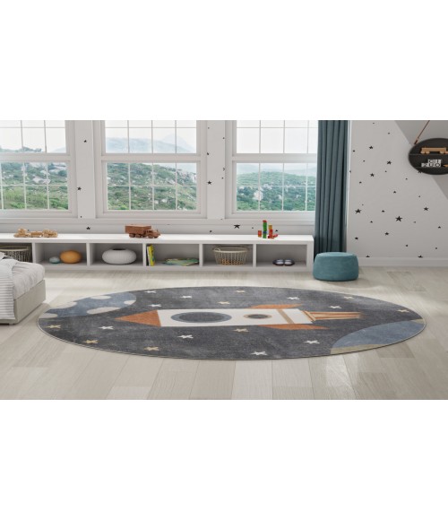 Nourison Astra Machine Washable Sky Blue ASW06 7 ft. 10 in. Round Rug