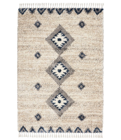 Nourison Scandinavian Shag Ivory/Blue Rug SCN03 5 ft. 3 in. X 7 ft. 9 in. Rect. - Rugs Town Nourison Scandinavian Shag Ivory/Blue SCN03 5 ft. 3 in. X 7 ft. 9 in. Rect. Rug