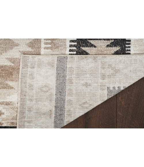 Nourison Washable Decor Beige Black WSD06 7 ft. 10 in. X 10 ft. Rectangle Rug