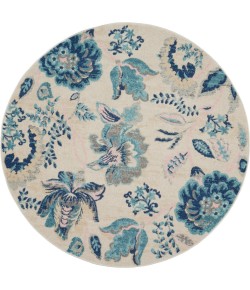 Nourison Tranquil(Traql) - Tra02 Ivory Light Blue Area Rug 5 ft. 3 X Round