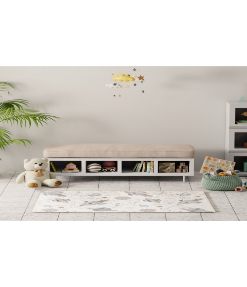 Nourison Astra Machine Washable Ivory Multicolor ASW18 3 ft. 3 in. X 5 ft. Rectangle Rug