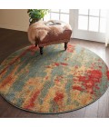 Nourison Somerset Round Area Rug ST91-Teal/Multicolor