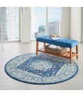 Nourison Tranquil Round Area Rug TRA06-Ivory/Navy