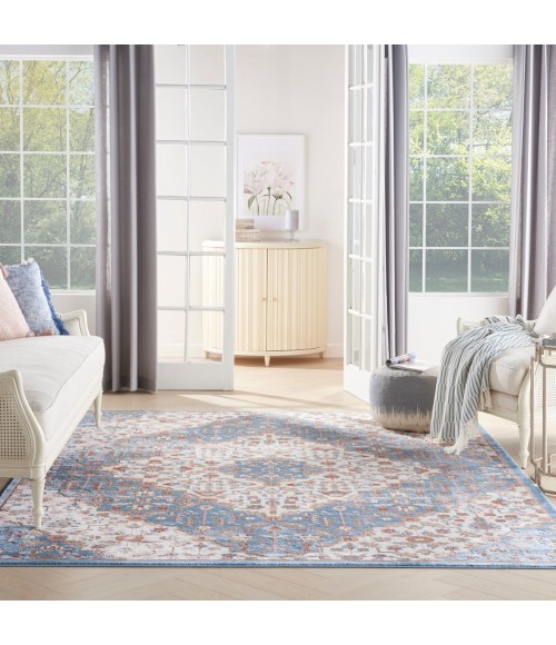 Elation Area Rug Nourison Elation Area Rug ETN08 Ivory Blue 9' x 12'