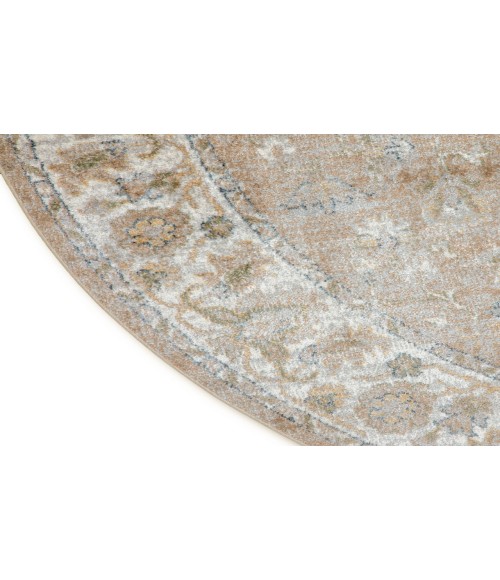 Nourison Astra Machine Washable Beige ASW12 5 ft. 3 in. Round Rug