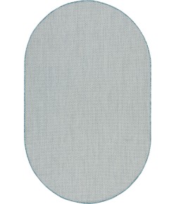 Nourison Courtyard Ivory Aqua COU01 5 ft. X 8 ft. Oval Rug