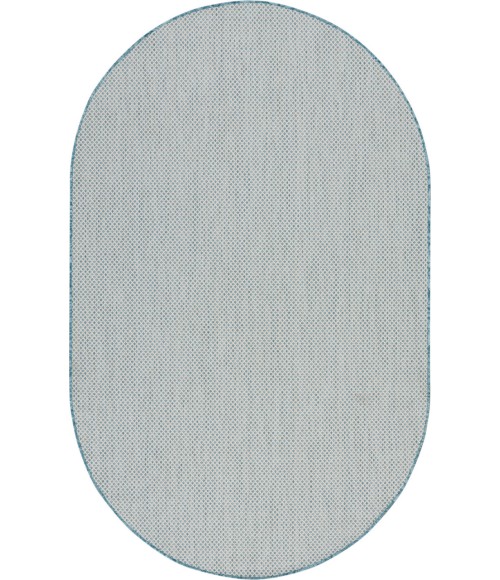 Nourison Courtyard Ivory Aqua COU01 5 ft. X 8 ft. Oval Rug