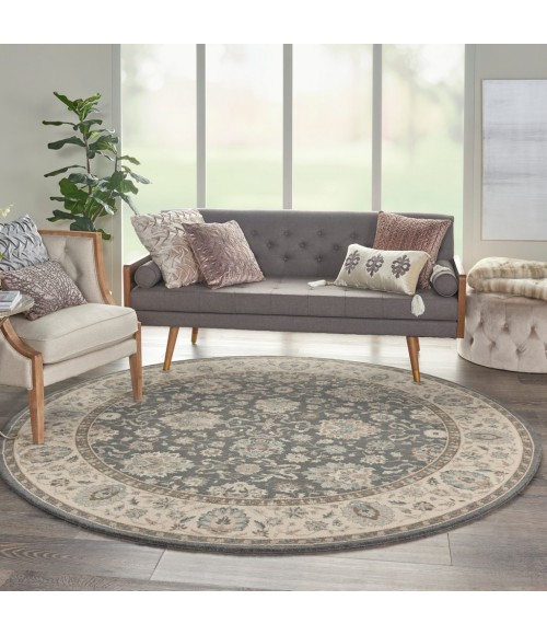 Nourison Living Treasures Round Area Rug LI16-Grey/Ivory