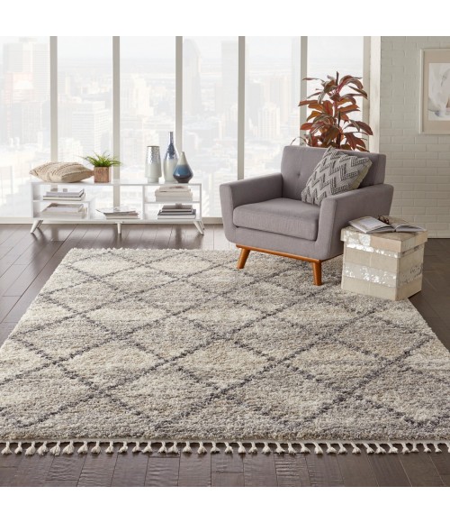 Nourison Oslo Shag Ivory/Grey OSL01 8 ft. X 11 ft. Rect. Rug